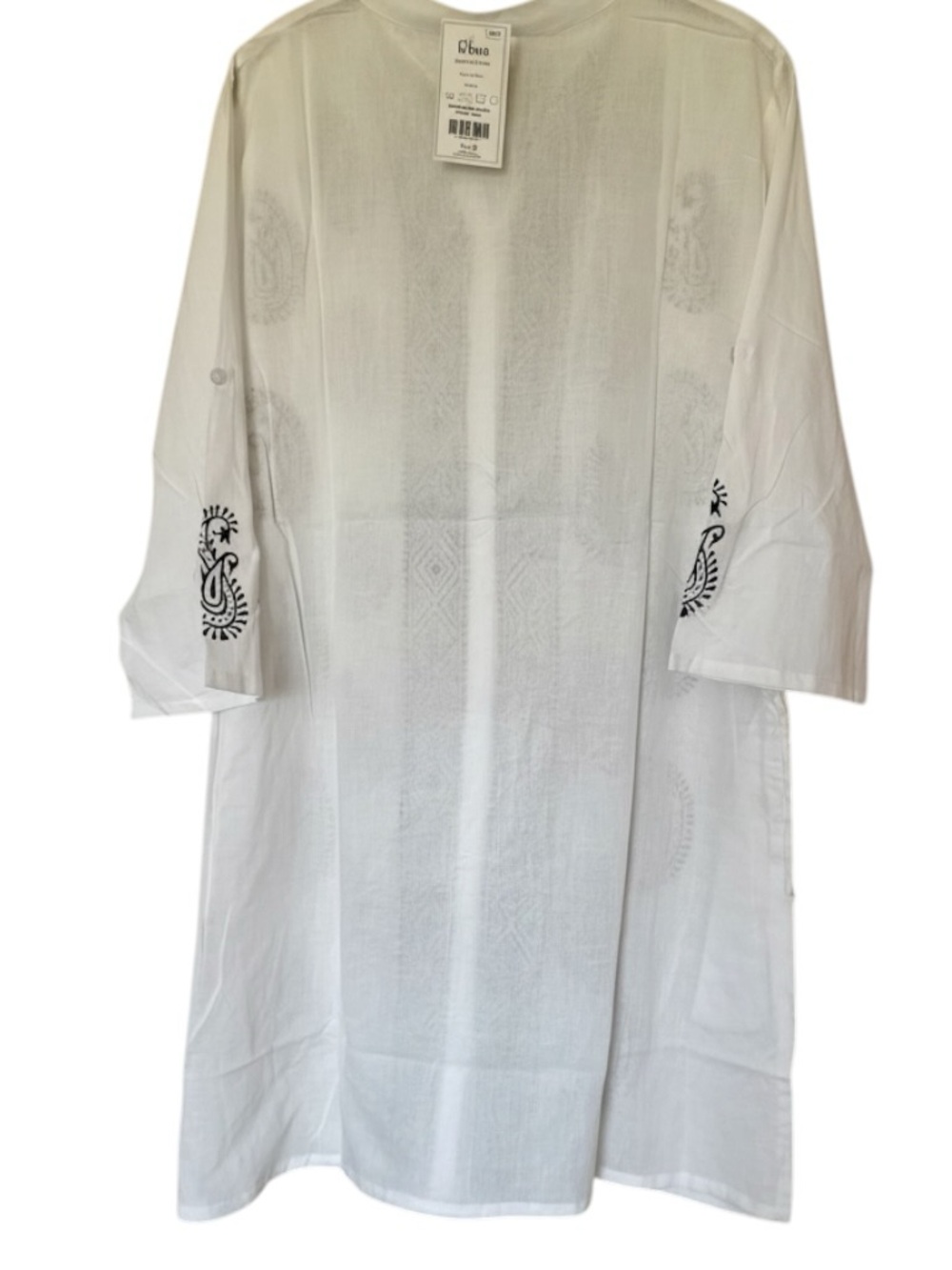 Rhea Handmade Cotton Paisley Print Tunic Shirt Coverup One Size NWT - Picture 2 of 9